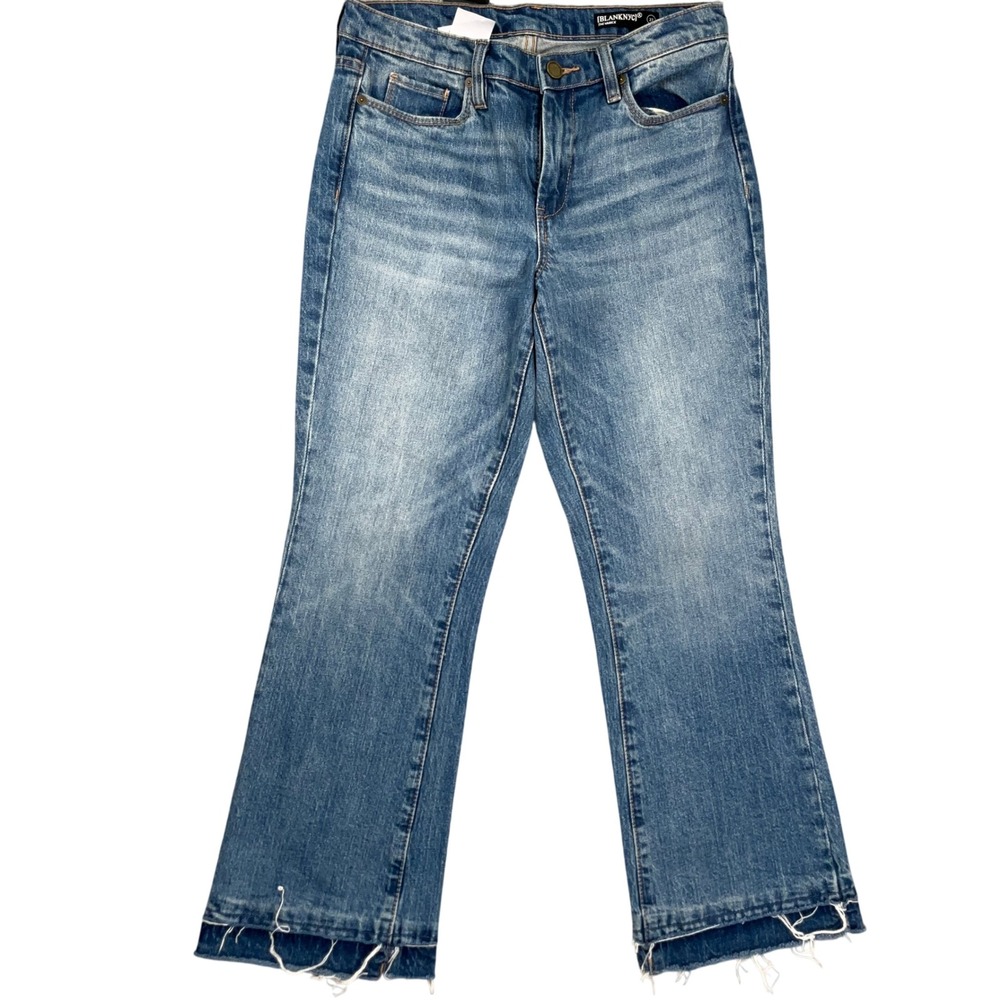 BLANKNYC Jeans‎ Women 27 Blue Varick 58EC2078 Kick Flare Raw Hem Crop Denim